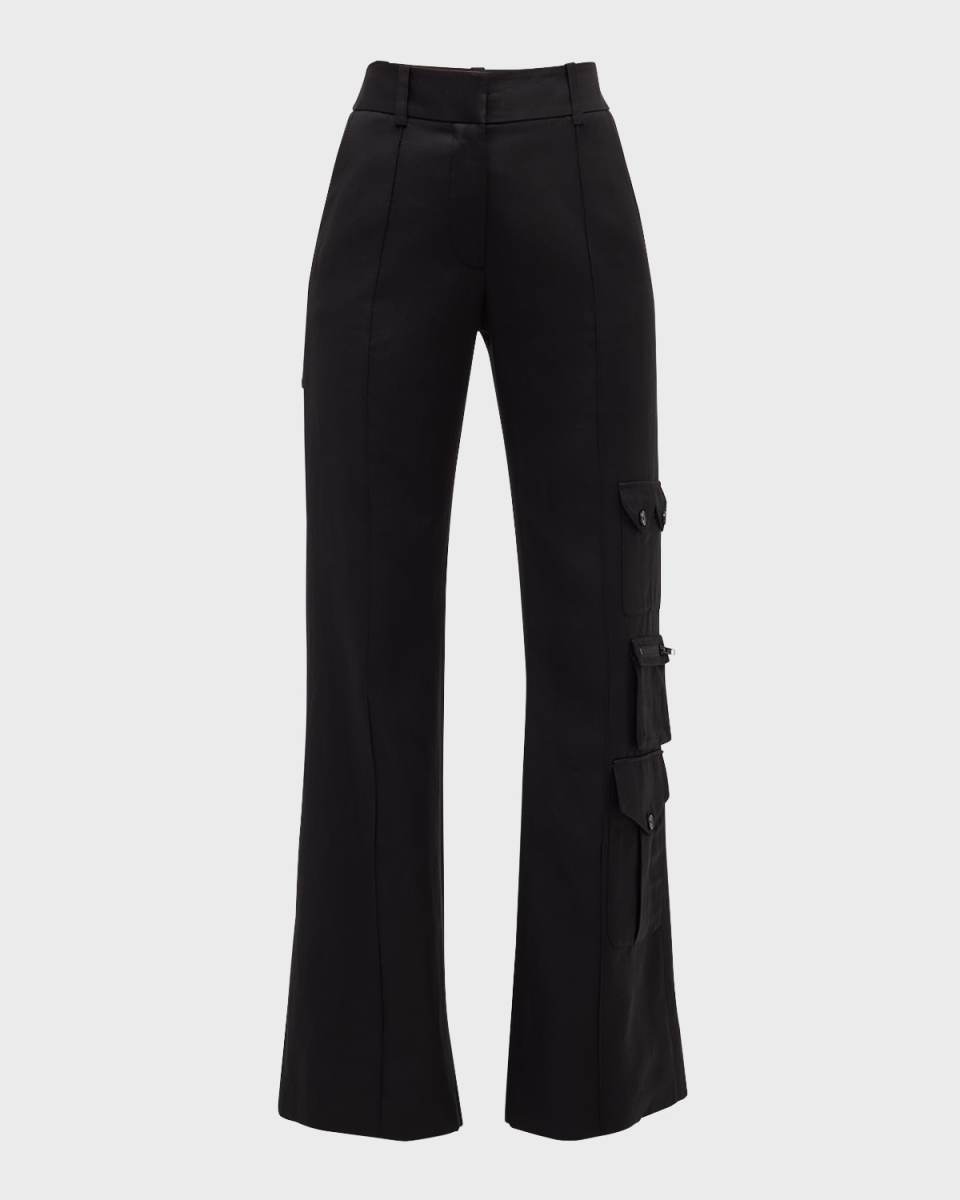 Viscose Linen Wide-Leg Cargo Trousers